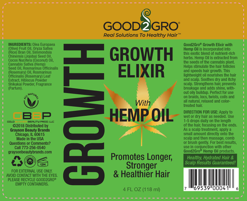 Good2Gro Growth Elixir, Prevents Breakage & Hair Loss, Strengthens, Repairs, Restores, Protects & Shines, Promotes Fuller, Thicker Healthier Hair 4.3oz