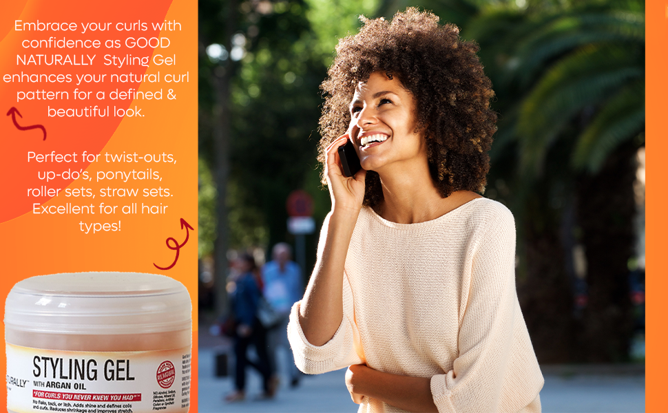 Good Naturally Styling Gel Alcohol-Free, Long Lasting Sleek Styles (Vegan)