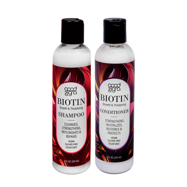 🔥HOT DEAL- GOOD2GRO BIOTIN Growth & Thickening Shampoo & Conditioner Set - 8oz Each - Infused with Collagen, Mango, Shea Butter & Peppermint - Vegan & Cruelty-Free for Fuller, Healthier Hair