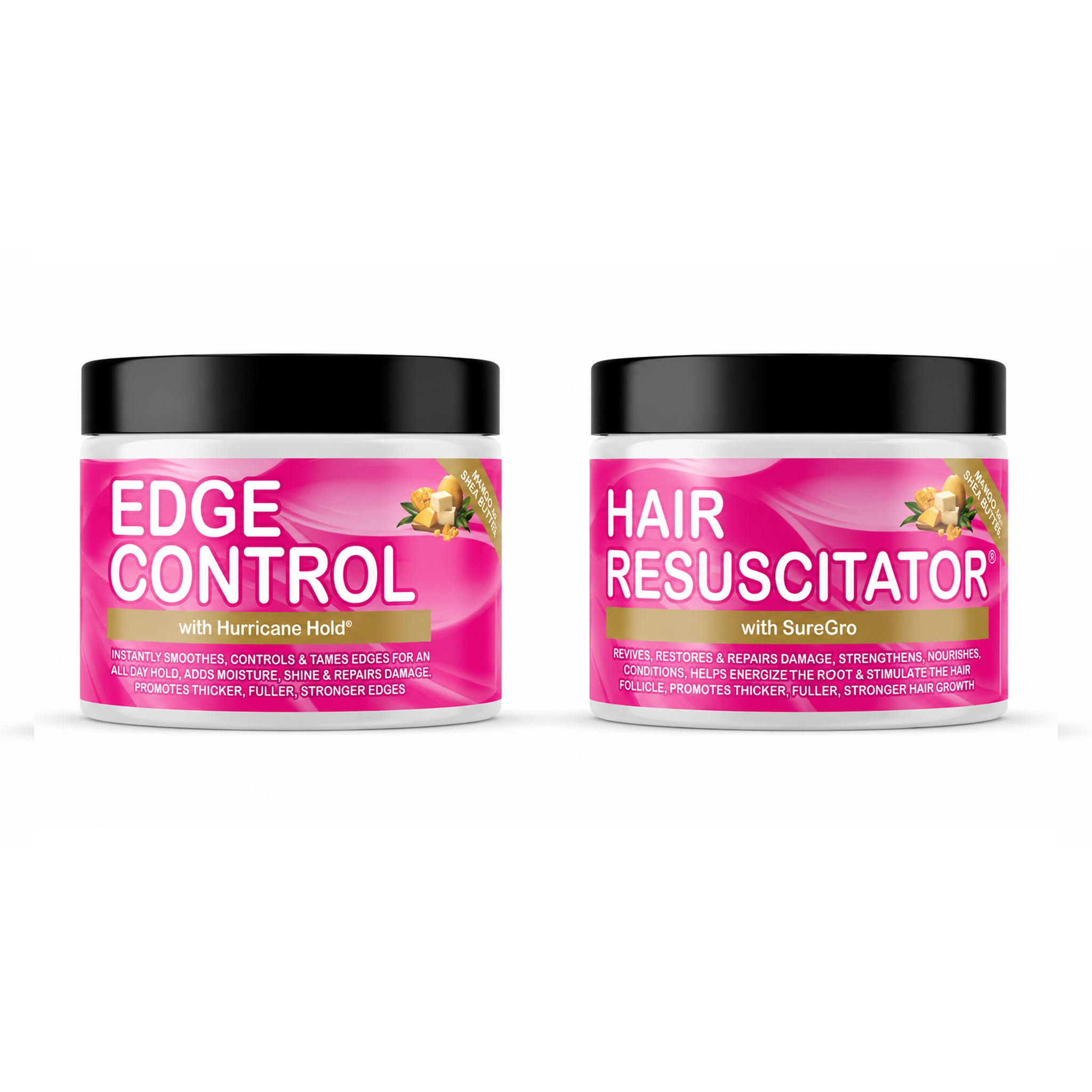 GOOD2GRO Hair Resuscitator & Edge Control Duo Regrows, Repairs & Holds Edges (Vegan & Cruelty Free) 2-4oz.