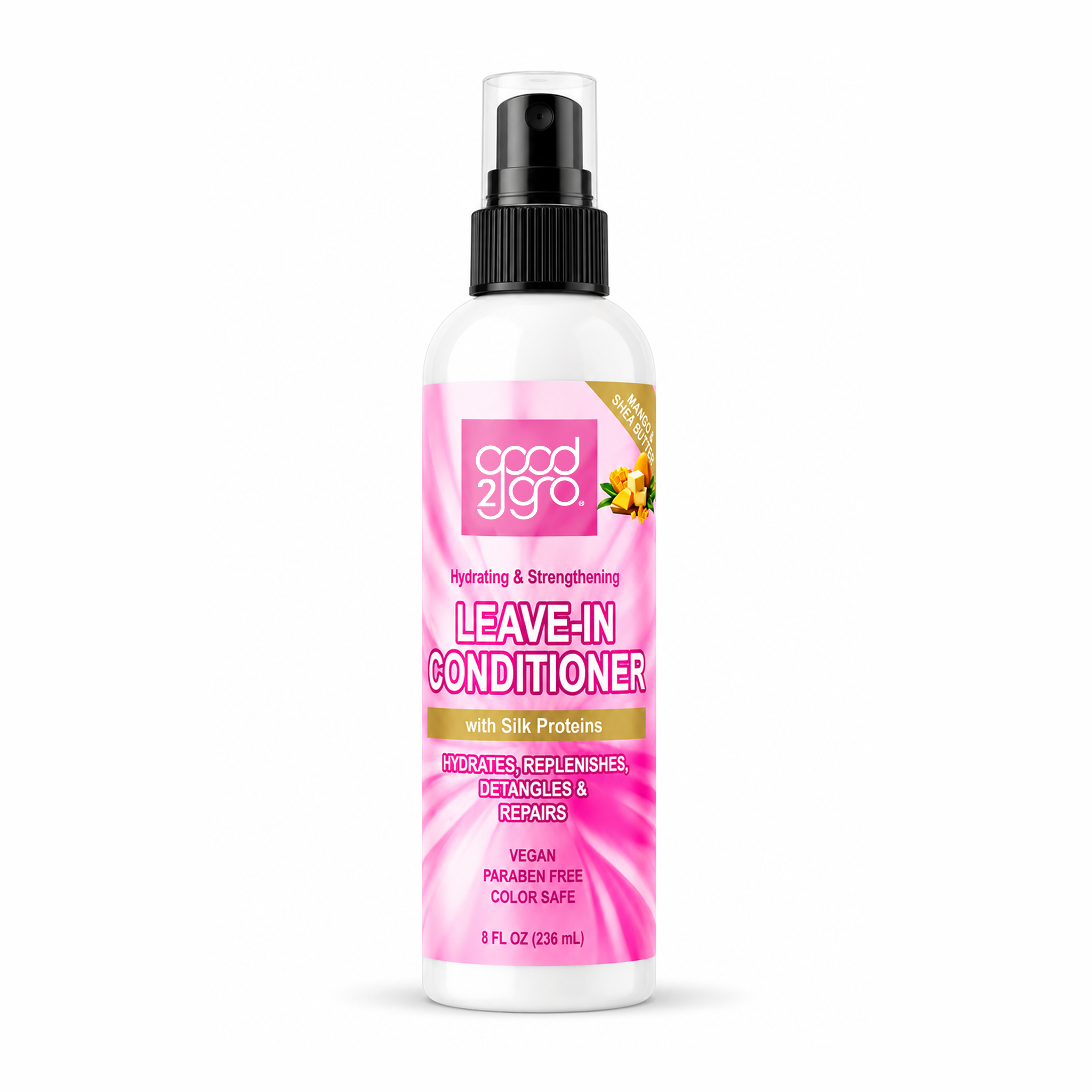 GOOD2GRO Leave-In Conditioner Hydrate, Detangle, Repair, Restore Healthy Hair (Vegan & Cruelty Free) 8oz.