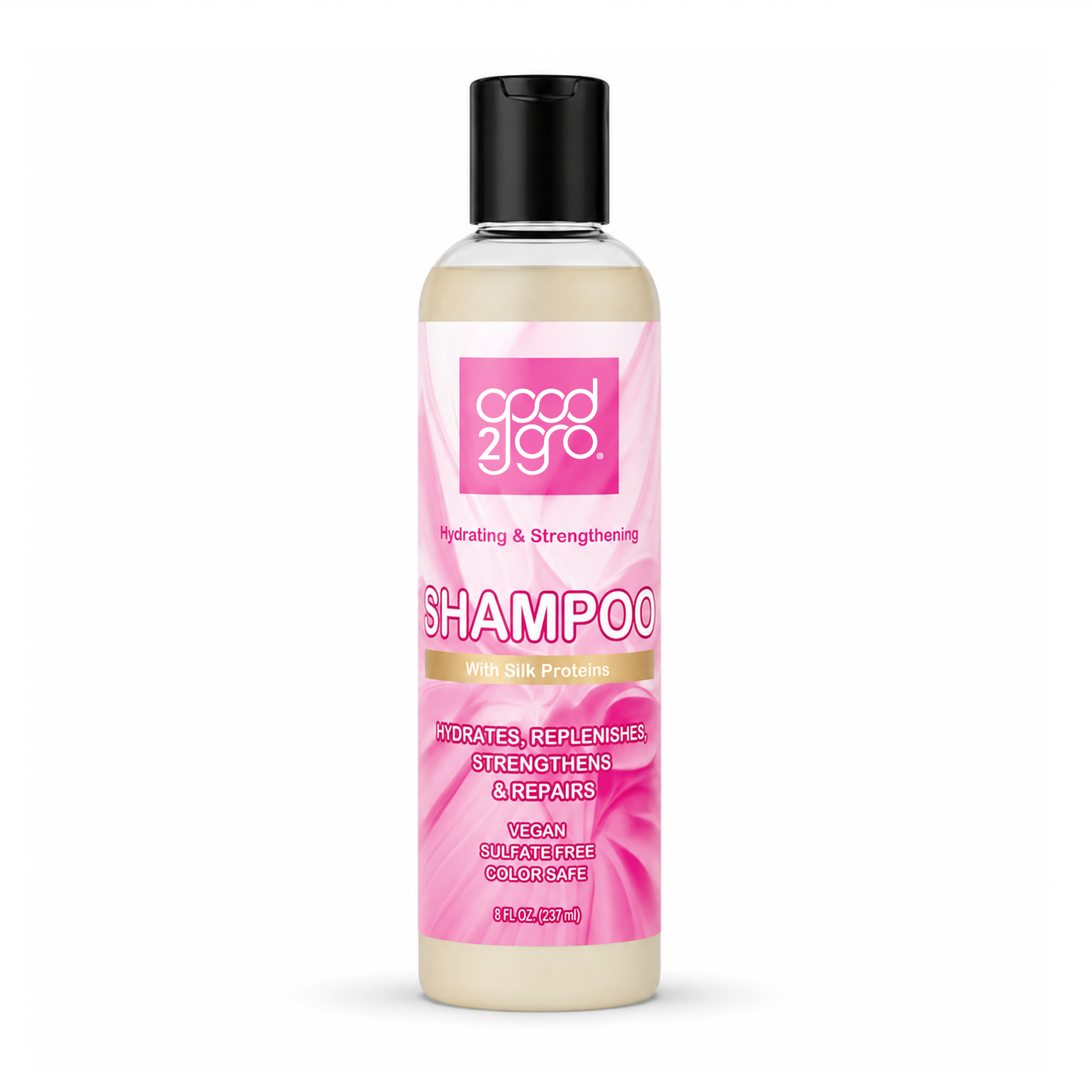 GOOD2GRO Shampoo Hydrate, Cleanse, Restore & Shine w/ Silk Proteins (Vegan & Cruelty Free) 8oz.