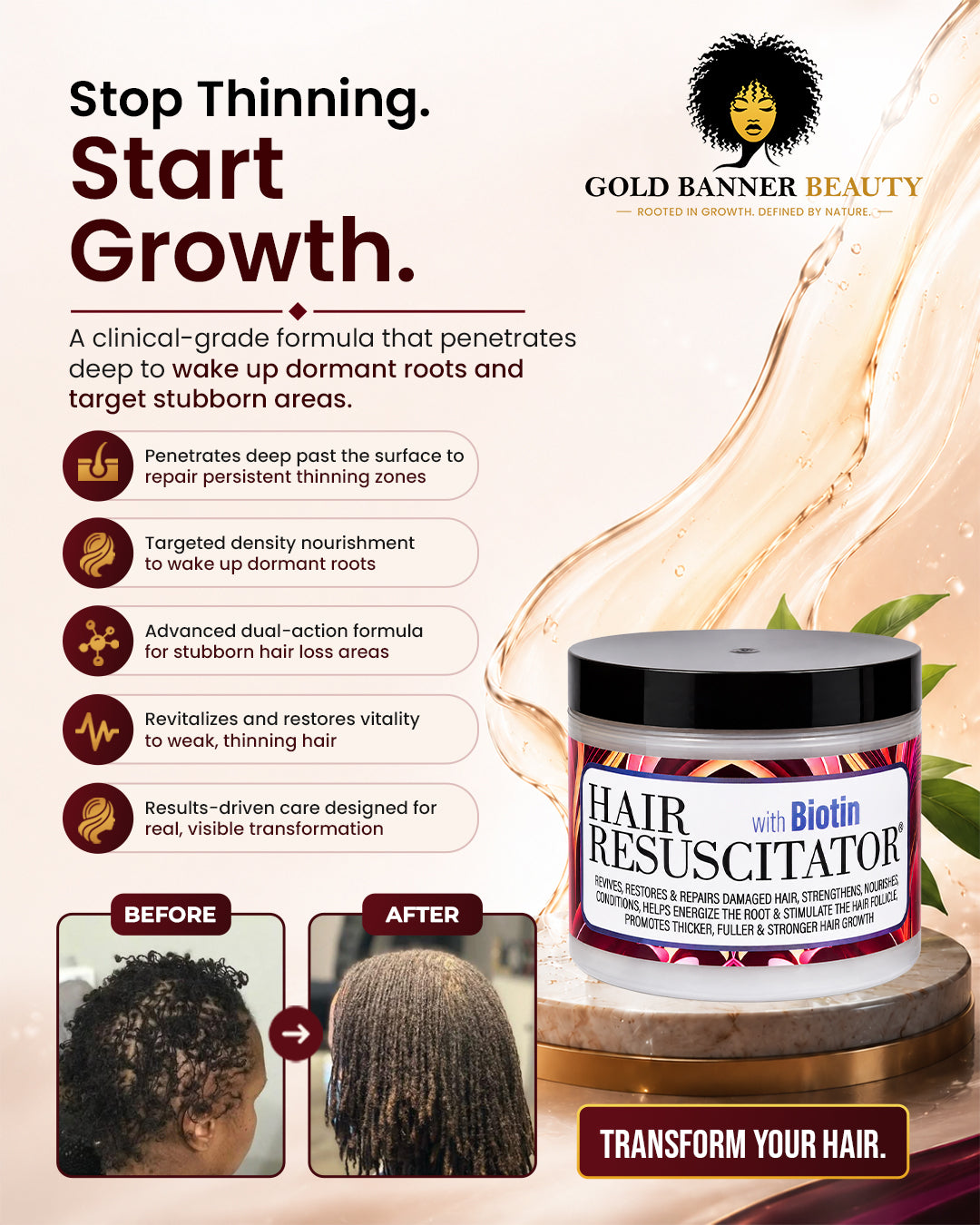GOOD2GRO Biotin Hair Resuscitator | Thinning Edges & Damaged Roots? Repair & Grow Them Back