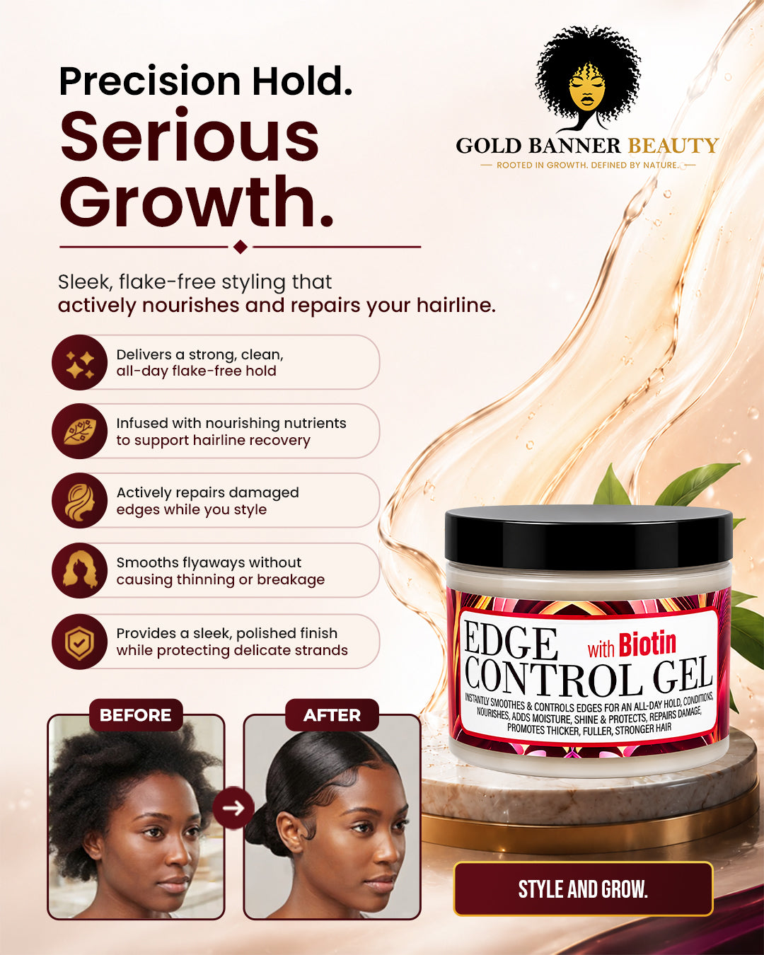 GOOD2GRO Biotin Edge Control Gel | Thinning Edges? Hold, Nourish & Grow Them Back