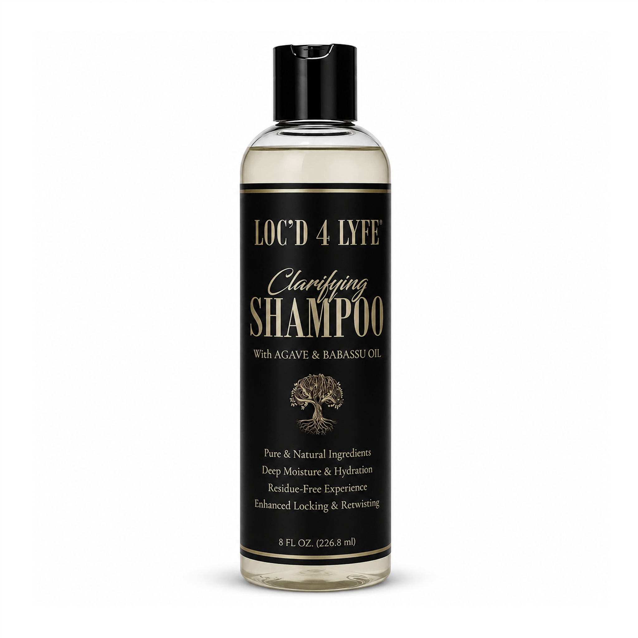 LOC'D 4 LYFE Clarifying Shampoo – 8oz | Organic Agave & Babassu Oil for Scalp Health | Detoxifies, Strengthens Follicles & Refreshes Dull Hair (Vegan & Cruelty Free)
