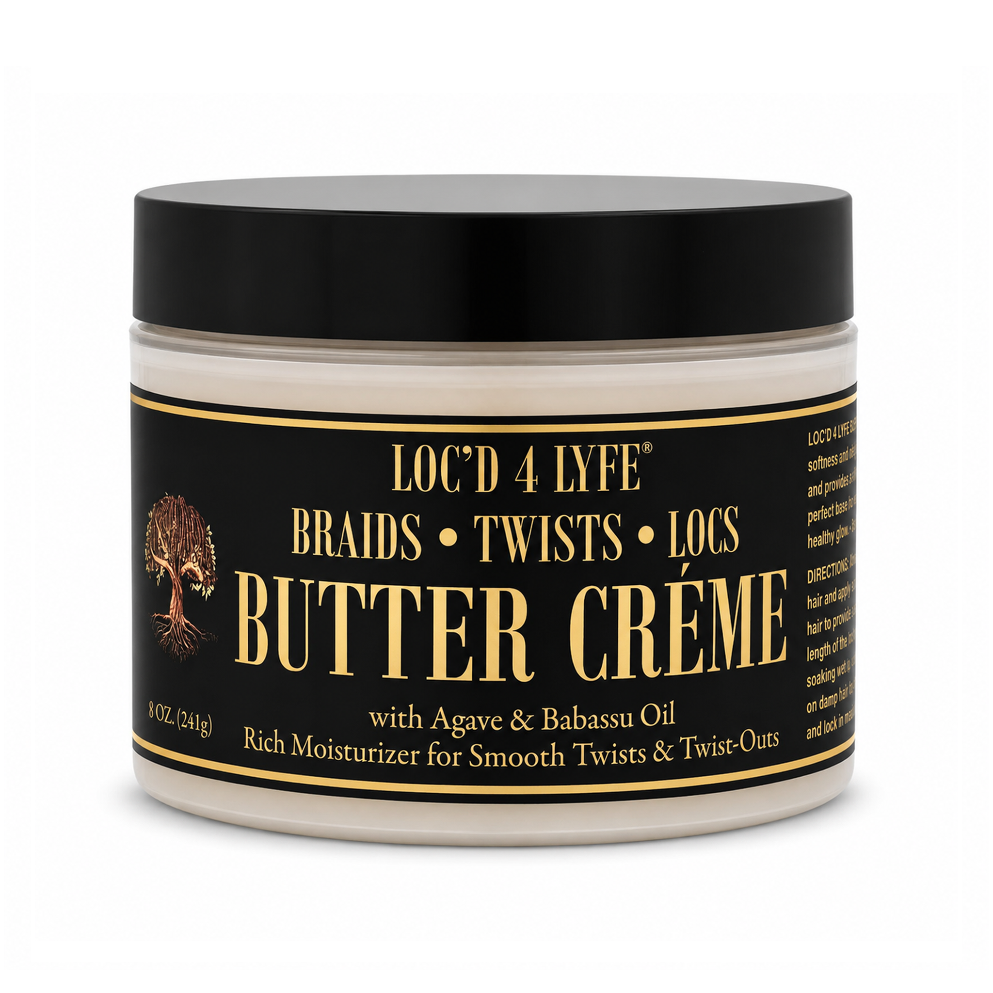 LOC'D 4 LYFE Twist Loc & Curl Butter Crème – Intensive Melt-In Moisturizer with Agave & Babassu Oil – Silicone & Petroleum Free Hydrating Styler for Smooth Twists, Locs and Curls – 8.5oz
