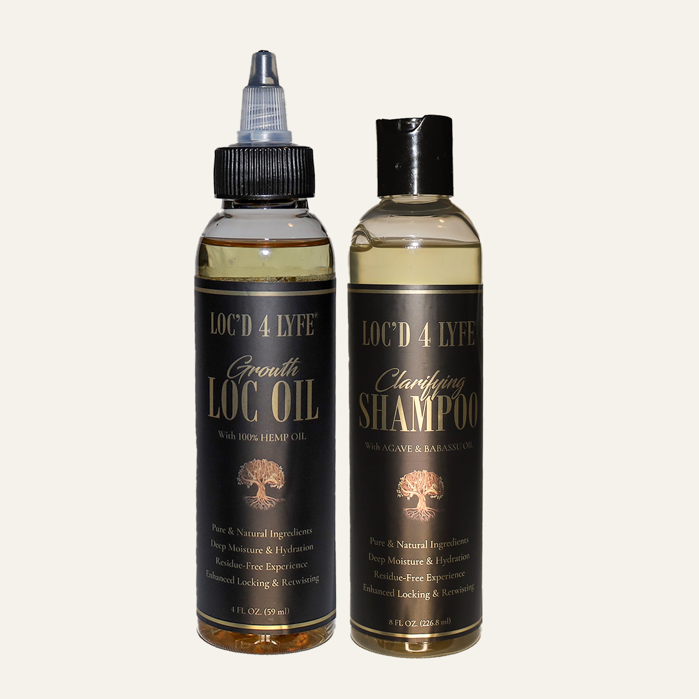 LOC’D 4 LYFE Scalp Reset Duo
“LOC’D 4 LYFE Growth Loc Oil and Clarifying Shampoo displayed side by side.”