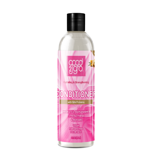 Good2Gro Hydrating & Strengthening Shampoo with Silk Proteins Gently Cleanses, Improves Texture, Restores, Strengthens & Repairs, Adds Body & Shine, Vegan and Cruelty Free 8oz.