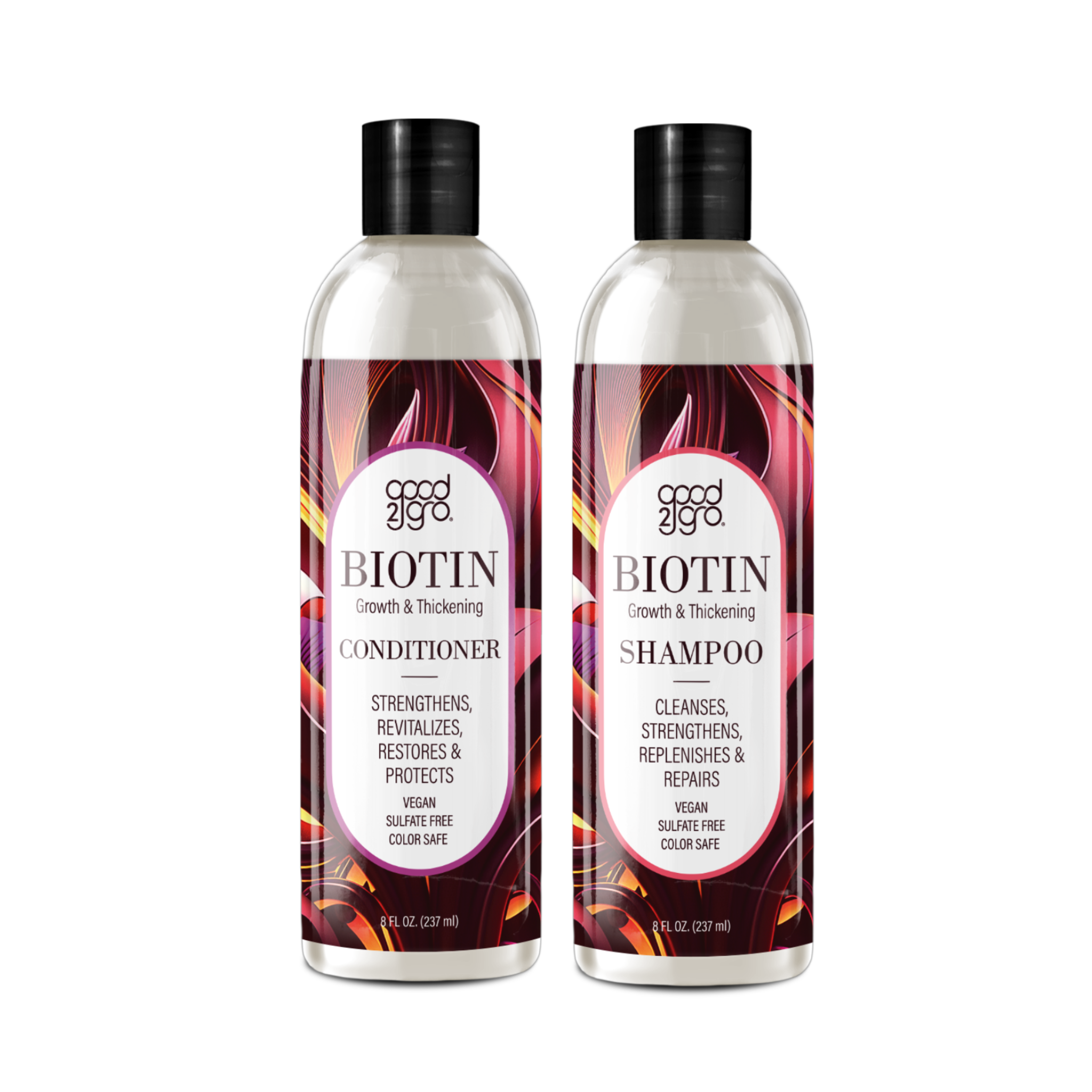 GOOD2GRO Biotin Set Growth & Thickening Shampoo + Conditioner (Vegan & Cruelty Free) 2-8oz.