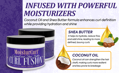 🔥HOT DEAL - MoisturCurl Curl Fusion – All-In-One Curl Creme with Coconut Oil & Shea Butter – Hydrates, Defines, Shapes, Holds and Shines – For All Curl Types – 8oz