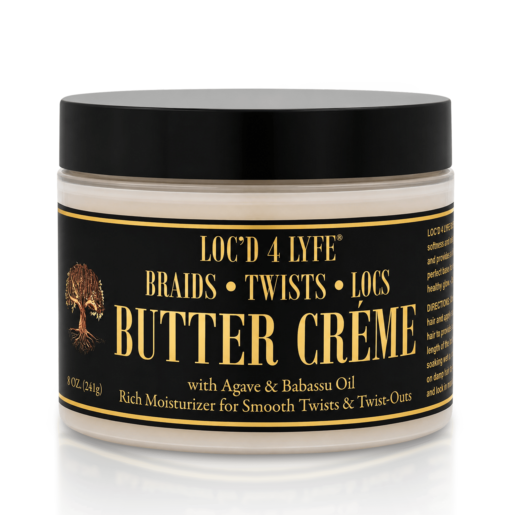 LOC'D 4 LYFE Butter Crème jar with black lid, 8.5 oz