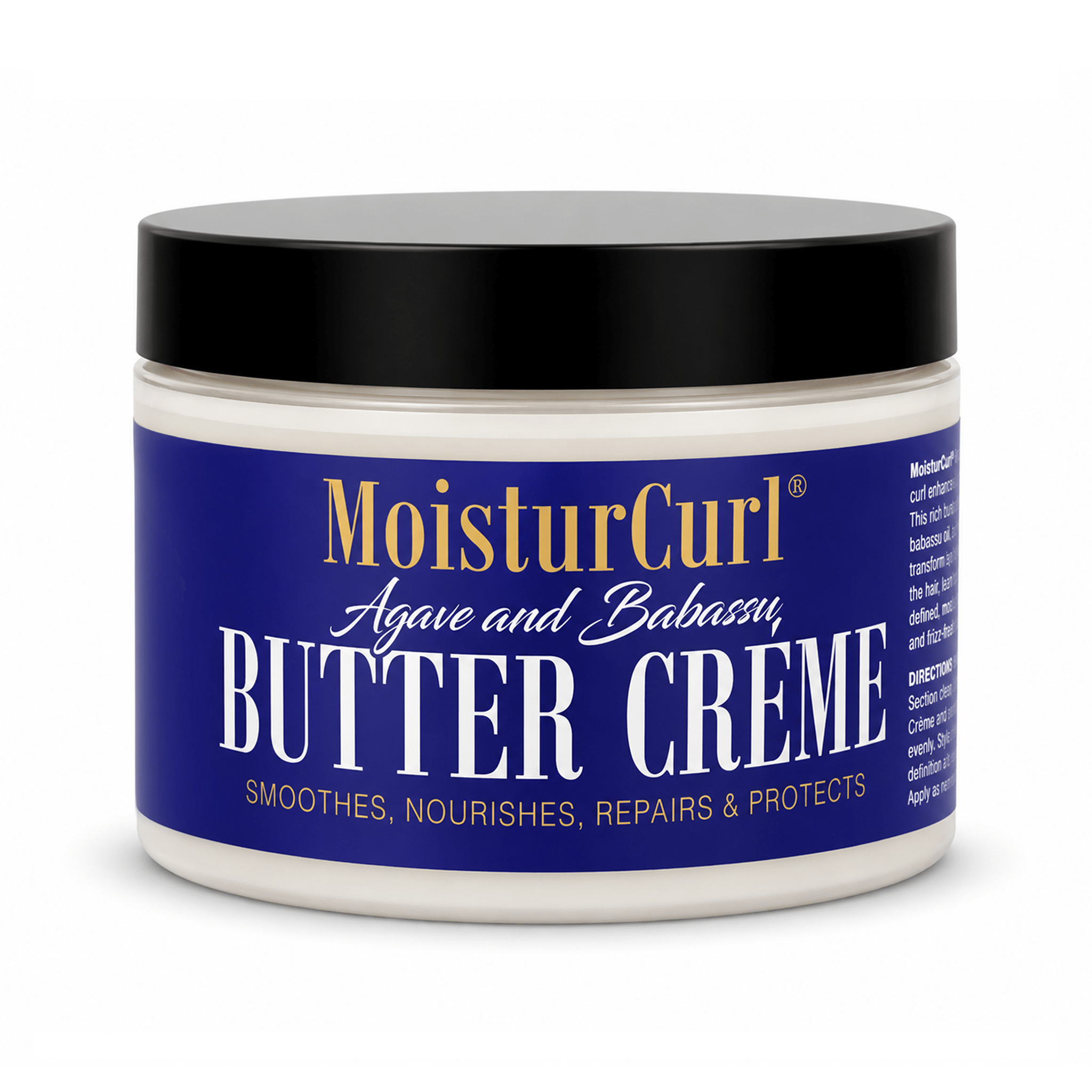 MoisturCurl Agave and Babassu Butter Crème jar with a purple label and black lid on a white background.
