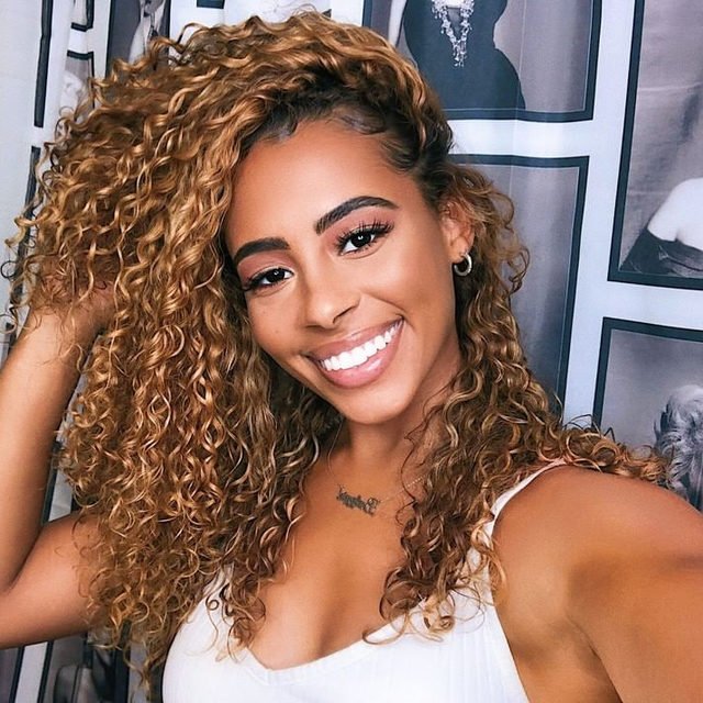 curly blonde hair