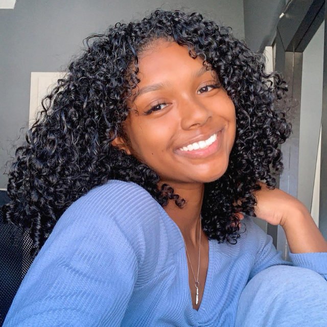 dark black curly hair